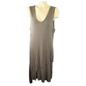 H BY HALSTON Sleeveless Scoop Neck Asymetrical Sundress‎ Flowy Taupe Size Large